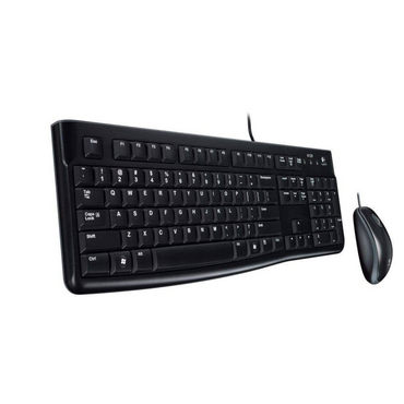 Black keyboard and mouse set on a white background