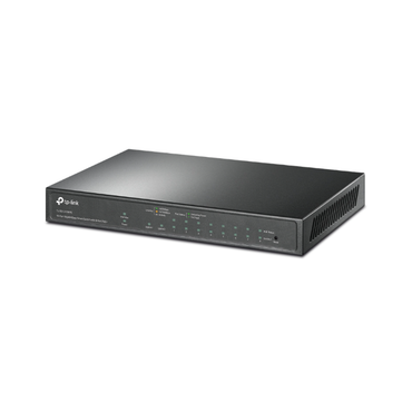 Black network switch on a white background