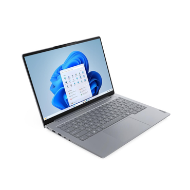 Laptop with a blue flower and calendar on the screen on a white background