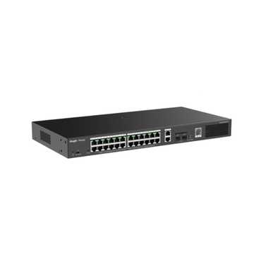Network switch with multiple ports on a white background