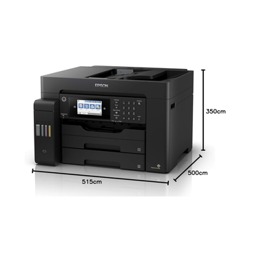 Epson printer with dimensions labeled on a white background