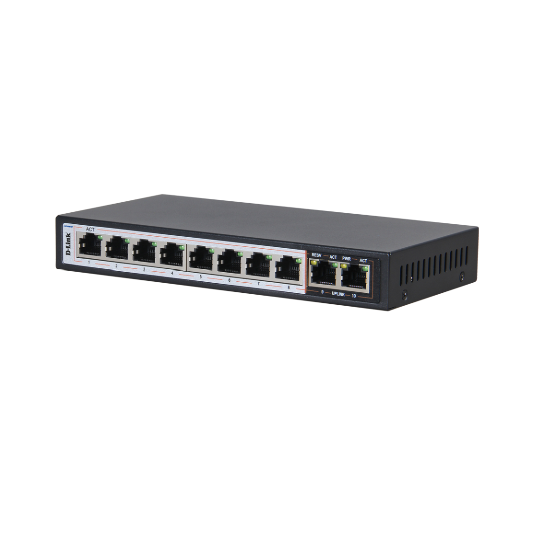 Network switch with multiple ports on a white background