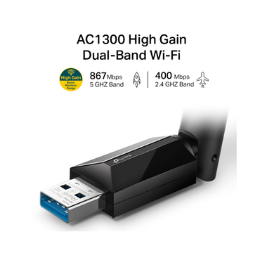 Tp-Link AC1300 High Gain Wireless Dual Band USB Adapter Archer T3U Plus