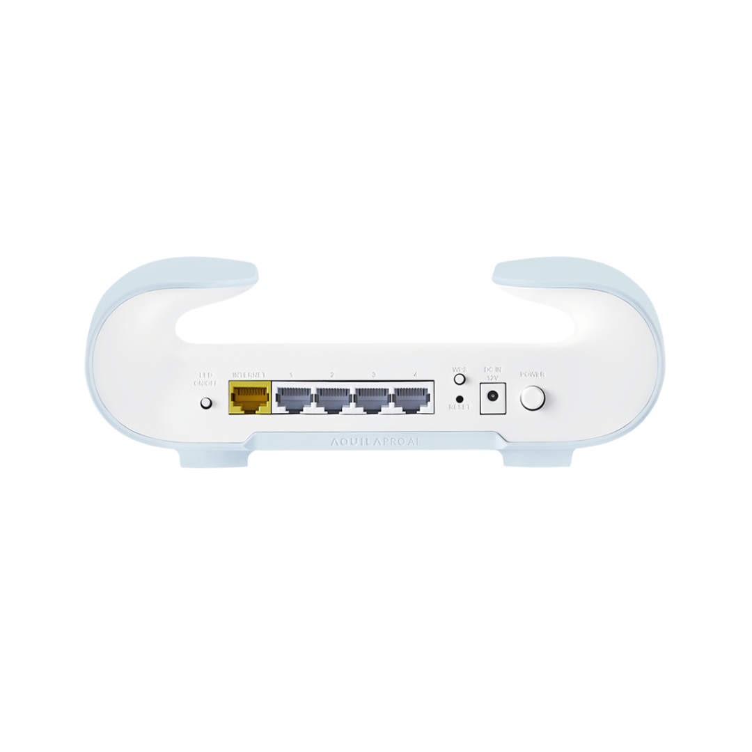 White router with multiple ports on a white background
