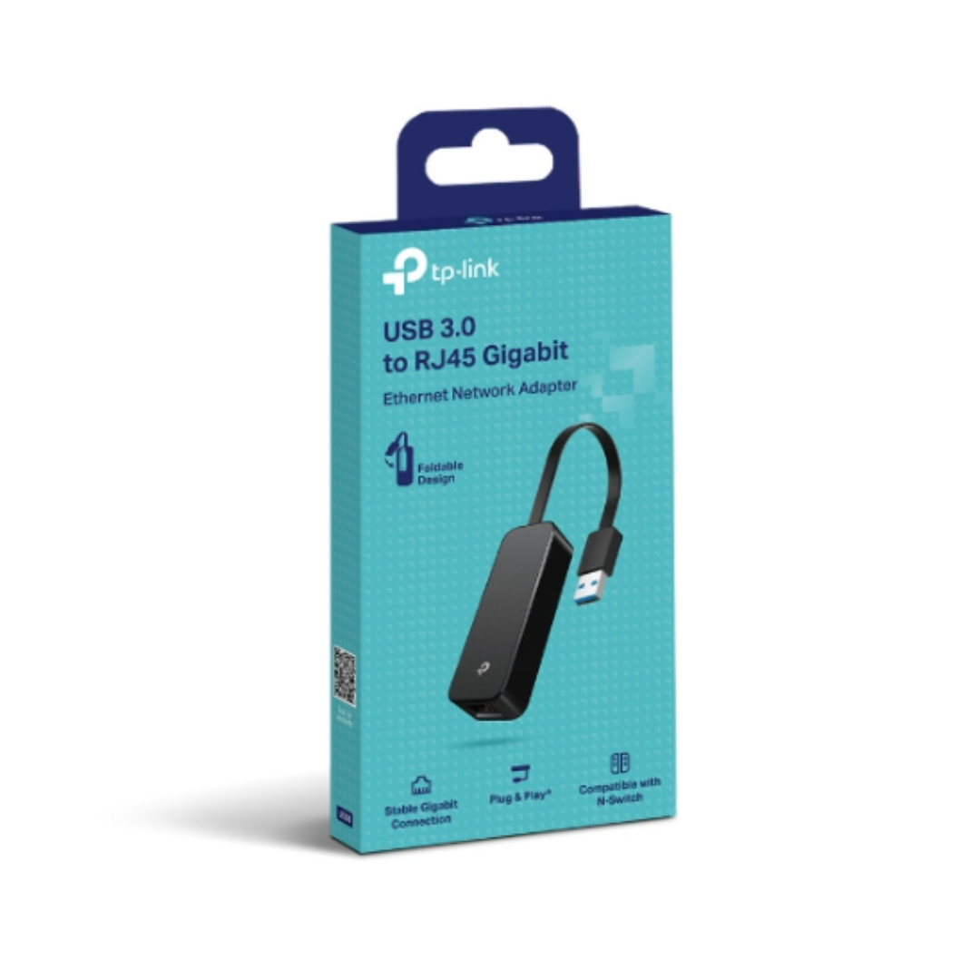 TP-Link USB 3.0 to RJ45 Gigabit Ethernet Network Adapter packaging on a white background