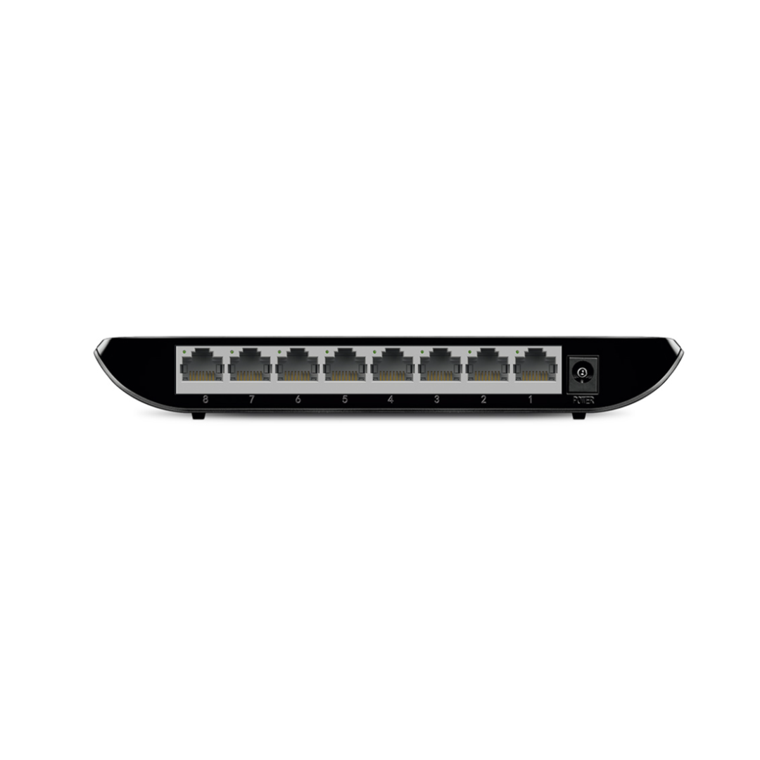 Network switch with multiple Ethernet ports on a white background