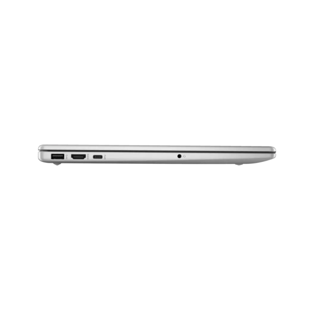 Side view of a silver laptop on a white background
