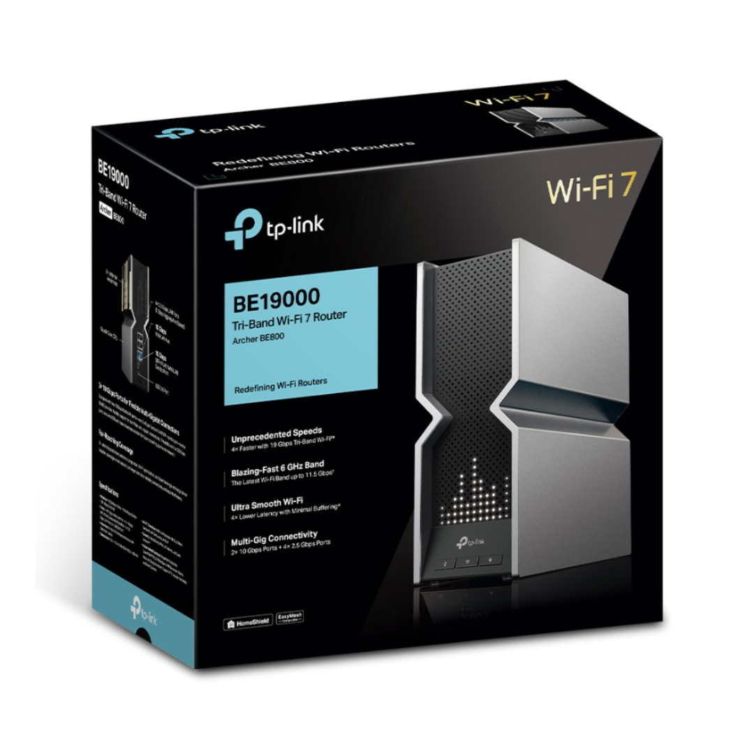 TP-Link Wi-Fi 7 router packaging on a white background