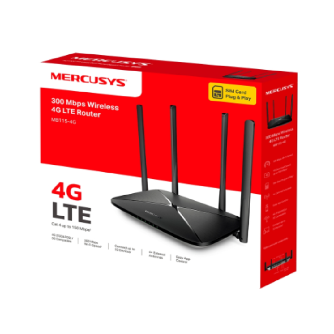 Mercusys Wireless Router N 4G LTE 300Mbps MB115-G