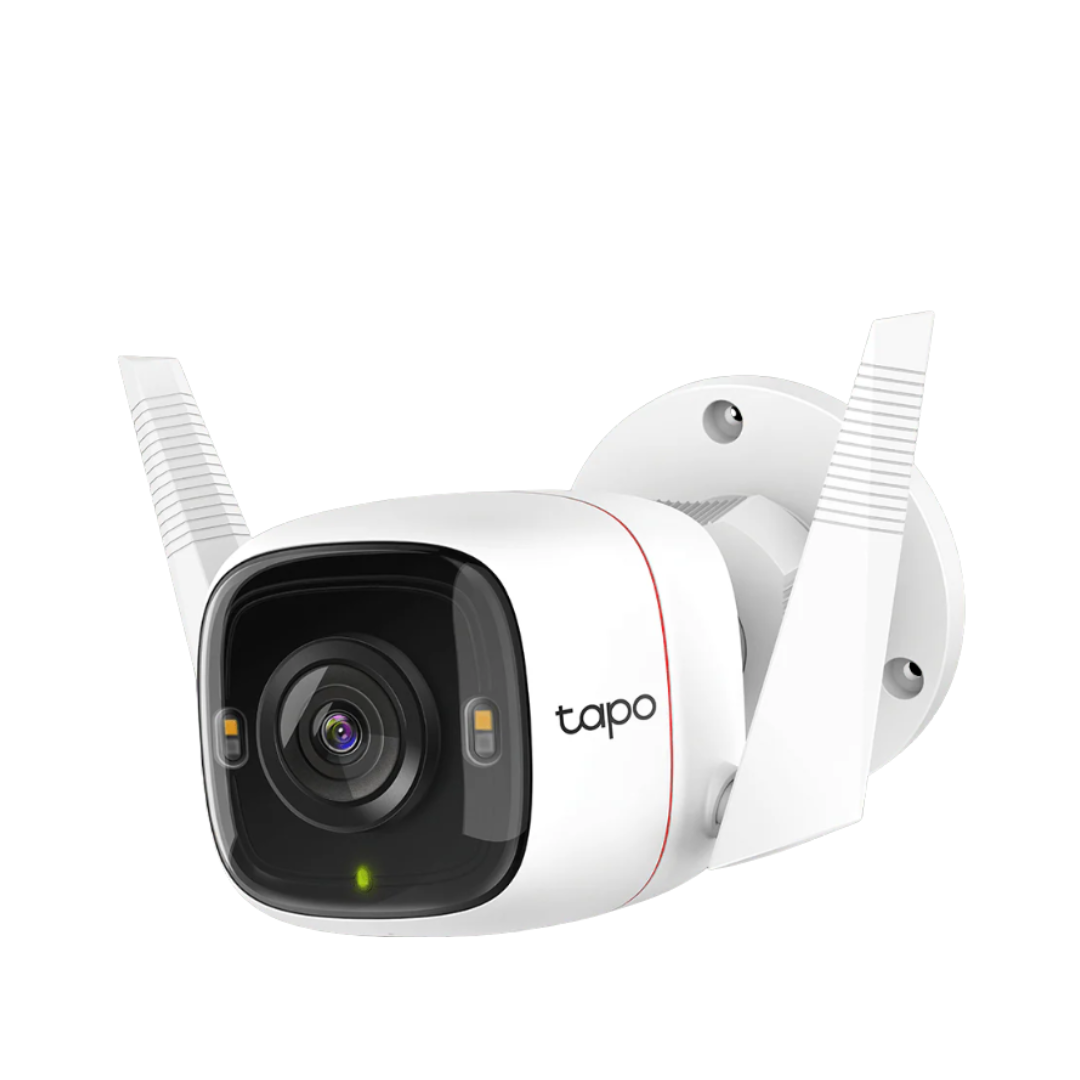 White TP-Link security camera on a white background