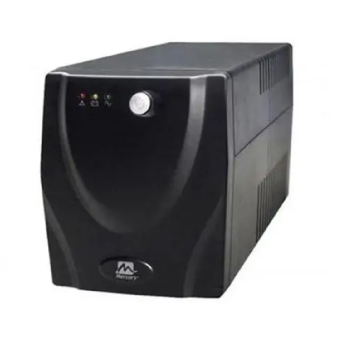 Black uninterruptible power supply (UPS) on a white background