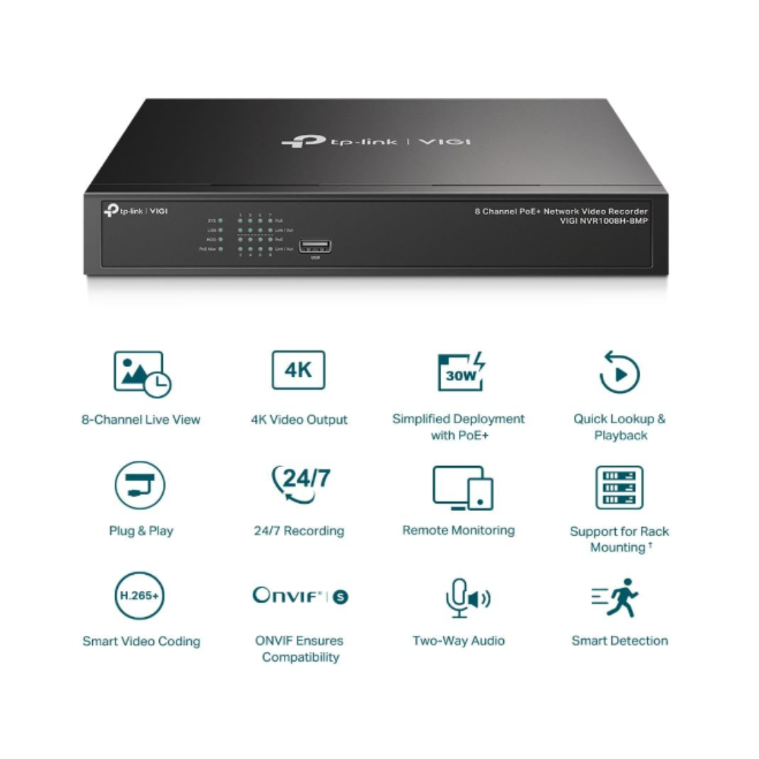TP-Link VIGI 8 Channel Network Video Recorder VIGI NVR1008H