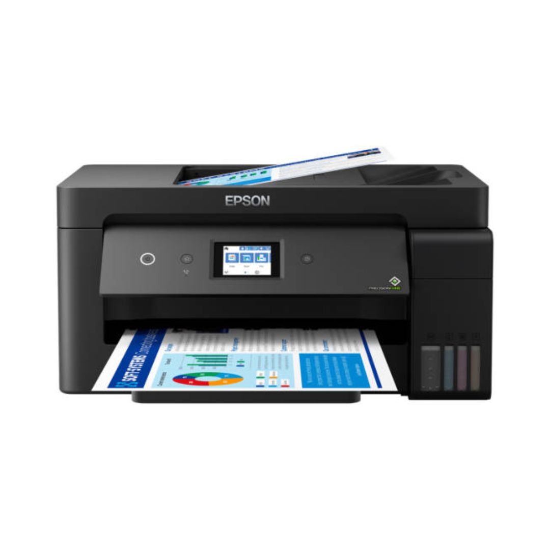 Epson printer with a document on a white background