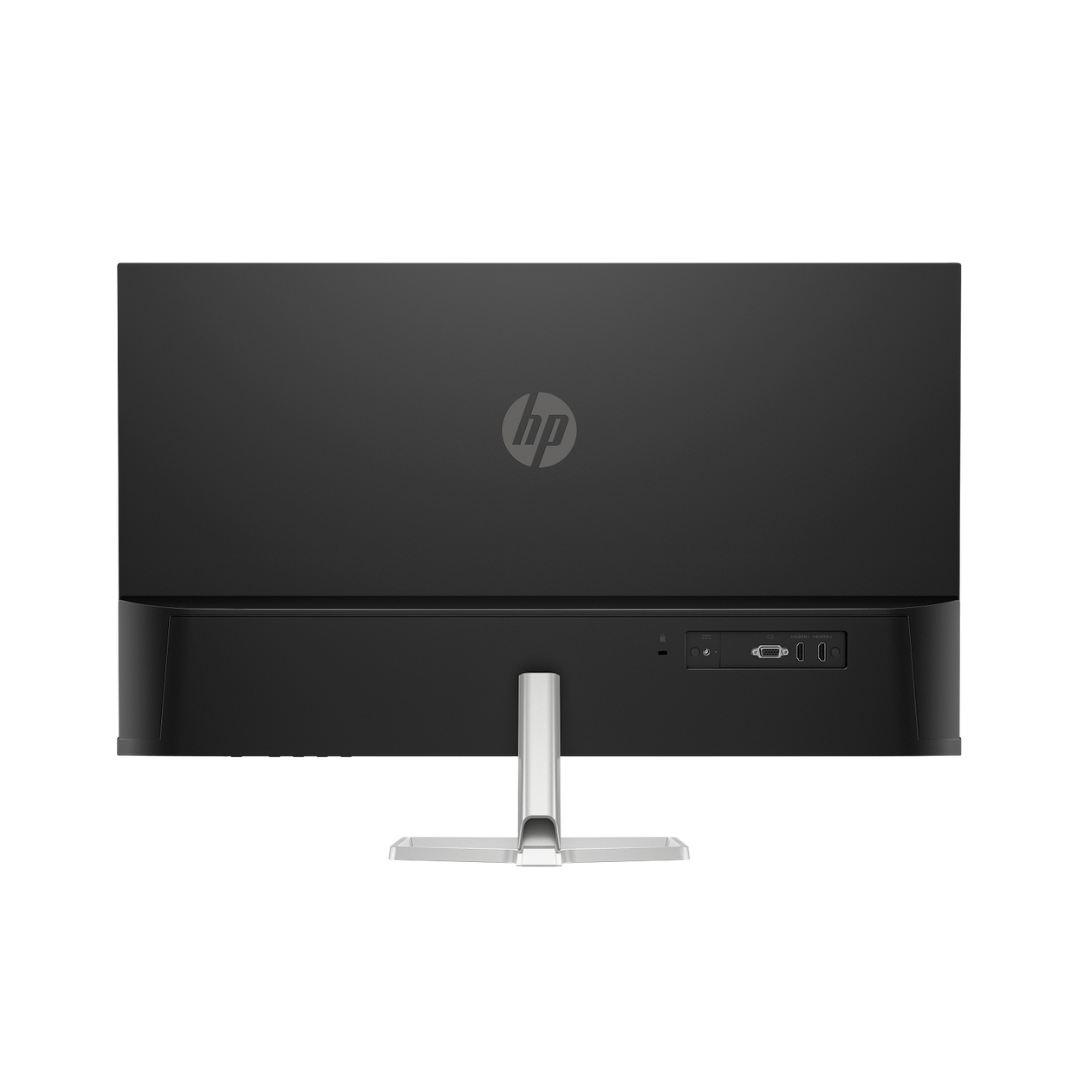 Black HP monitor with stand on a white background