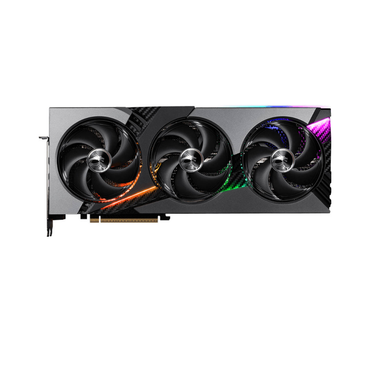 Graphics card with three fans on a white background