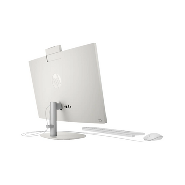 White computer monitor with keyboard and mouse on a white background