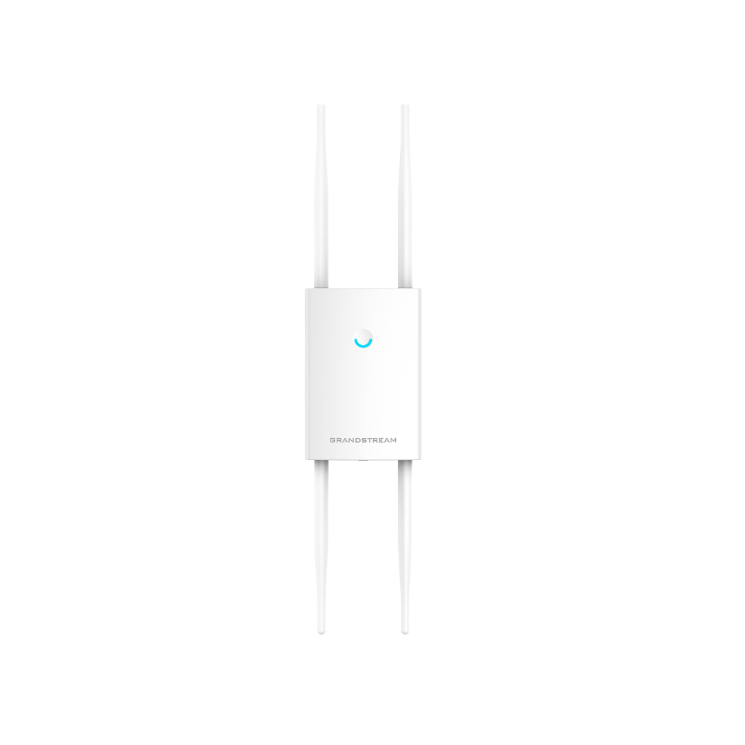 White Wi-Fi range extender with antennas on a white background