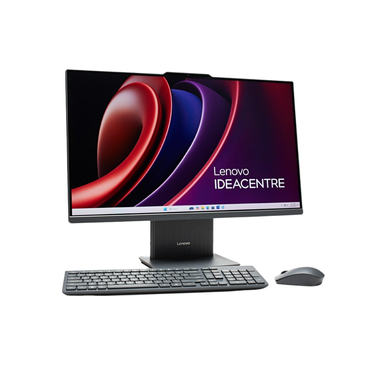 Lenovo IdeaCentre desktop computer with monitor, keyboard, and mouse on a white background