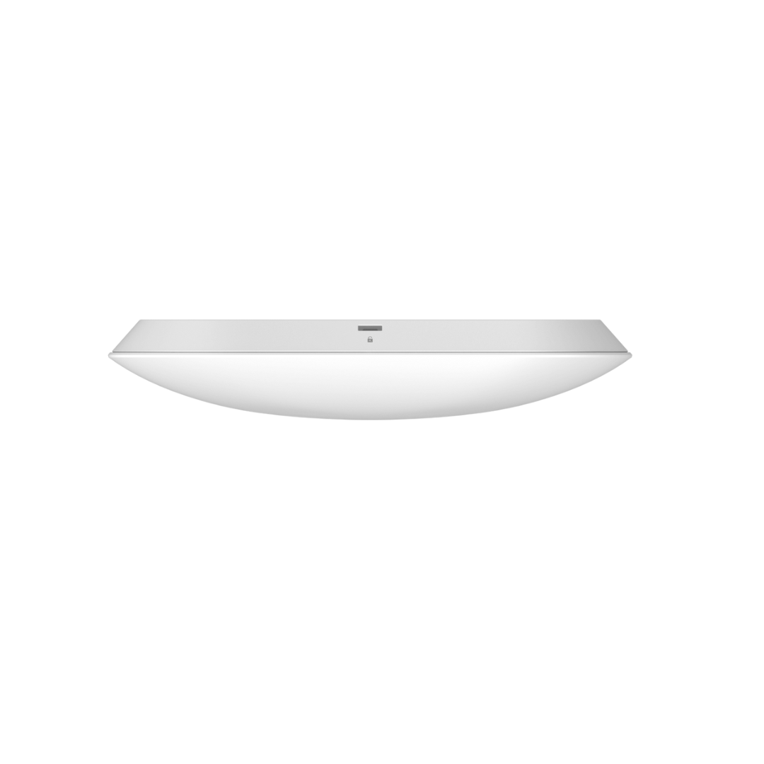White rectangular ceiling light on a white background