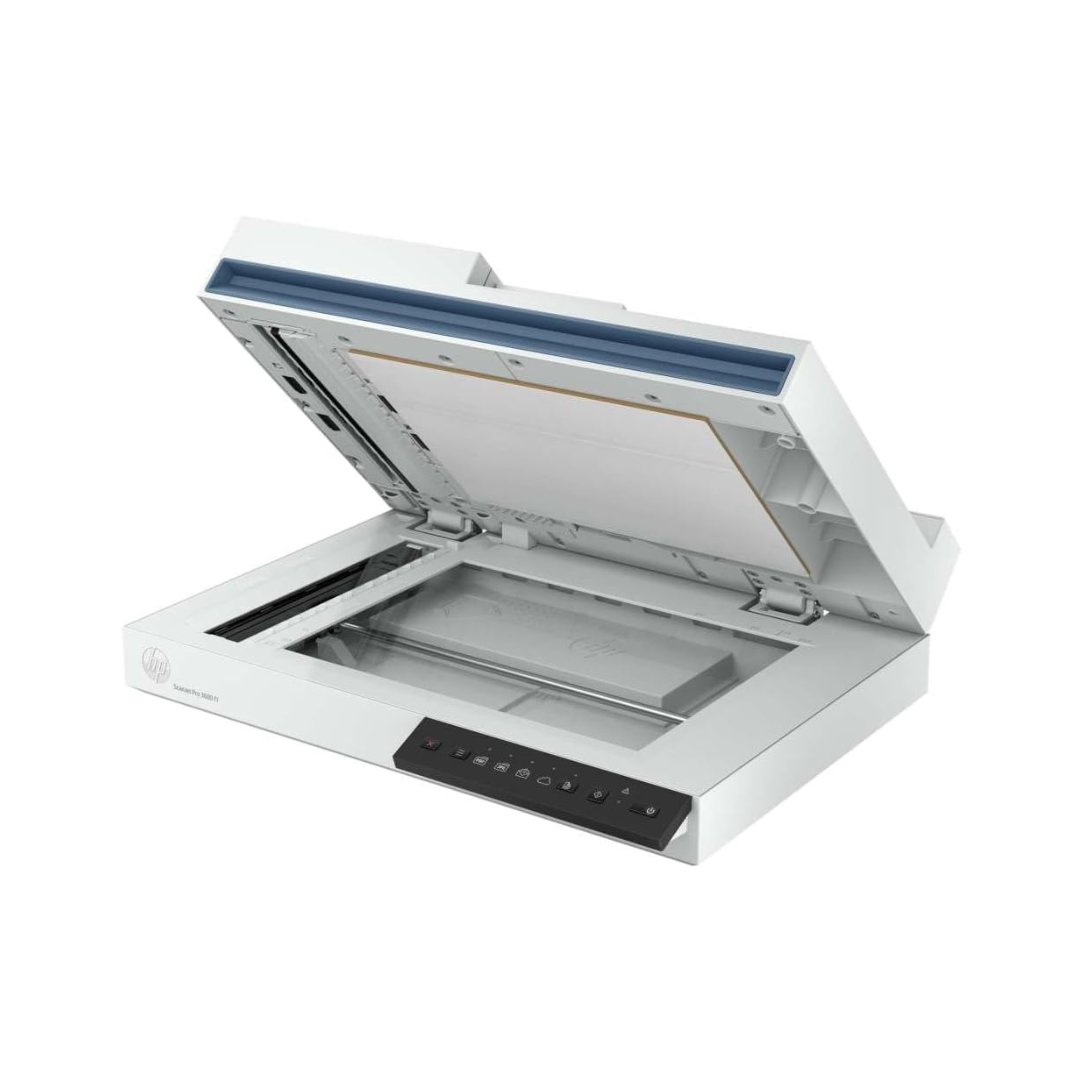Scanner with open lid on a white background