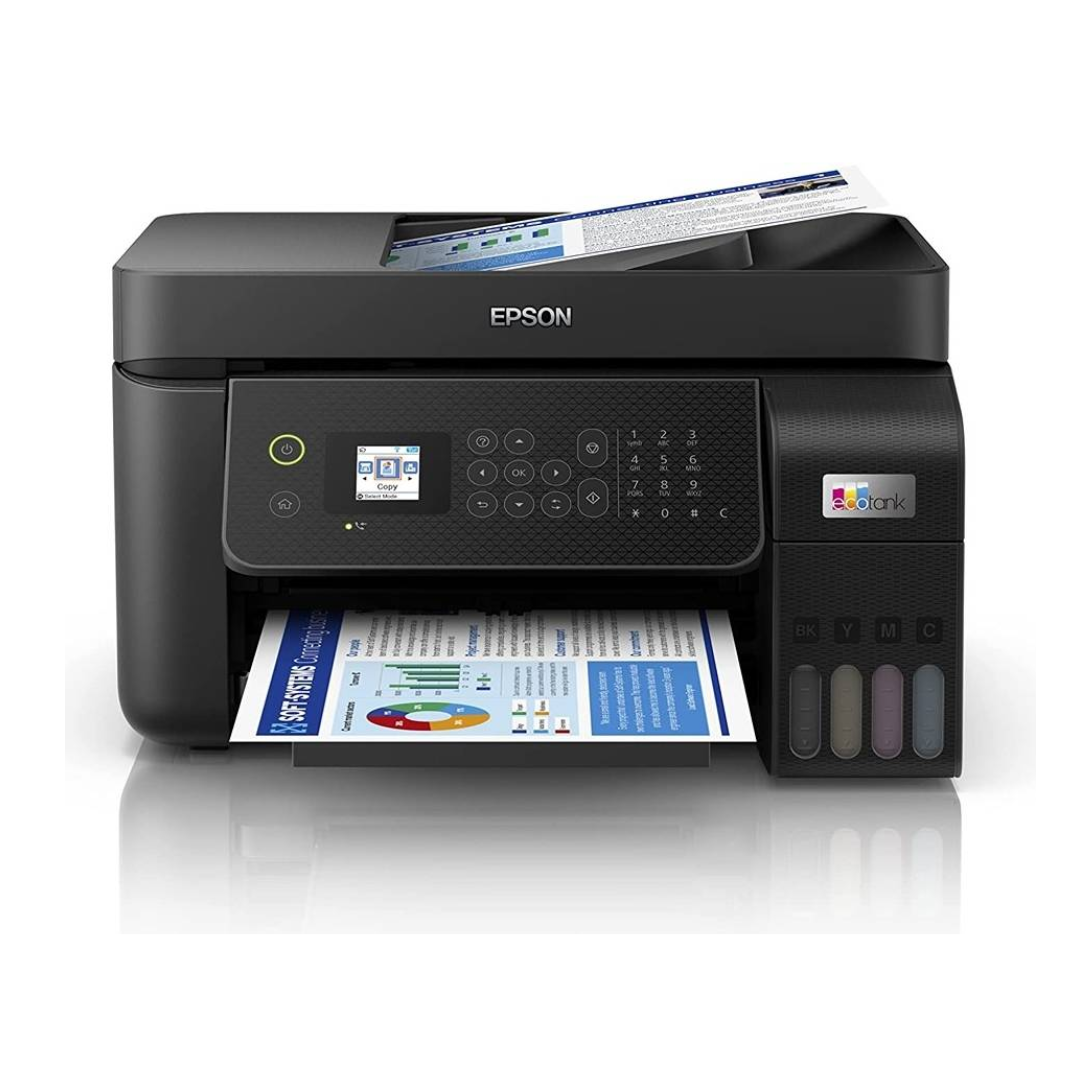 Epson printer with printed documents on a white background