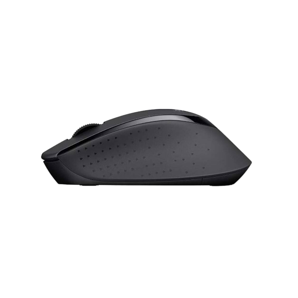 Black computer mouse on a white background