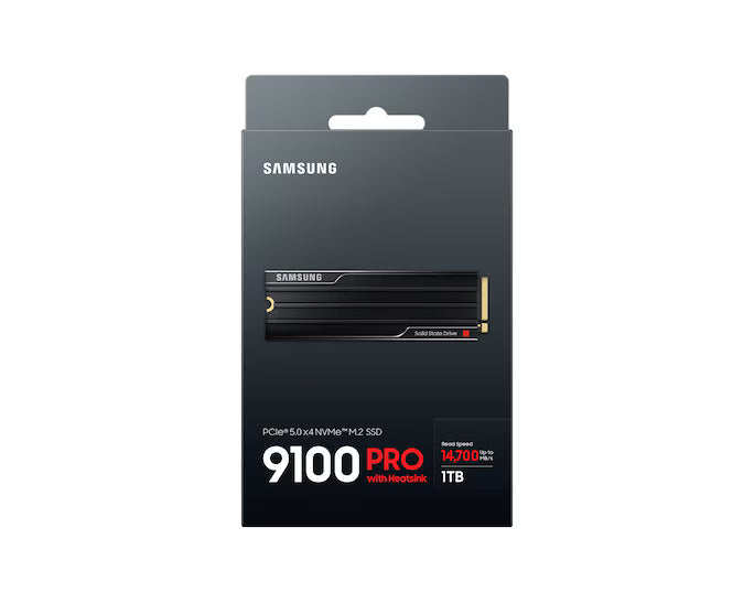 Samsung 9100 Pro SSD packaging on a white background