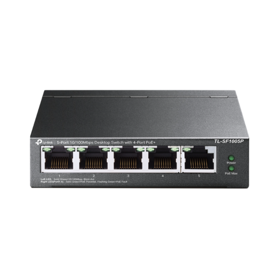 Network switch with multiple Ethernet ports on a white background