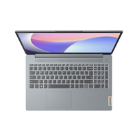Gray Lenovo laptop on a white background