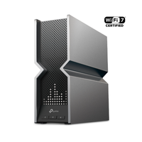 Wireless router with TP-Link logo and WiFi 7 certification badge on a white background