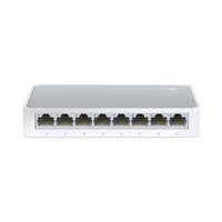 Network switch with eight ports on a white background