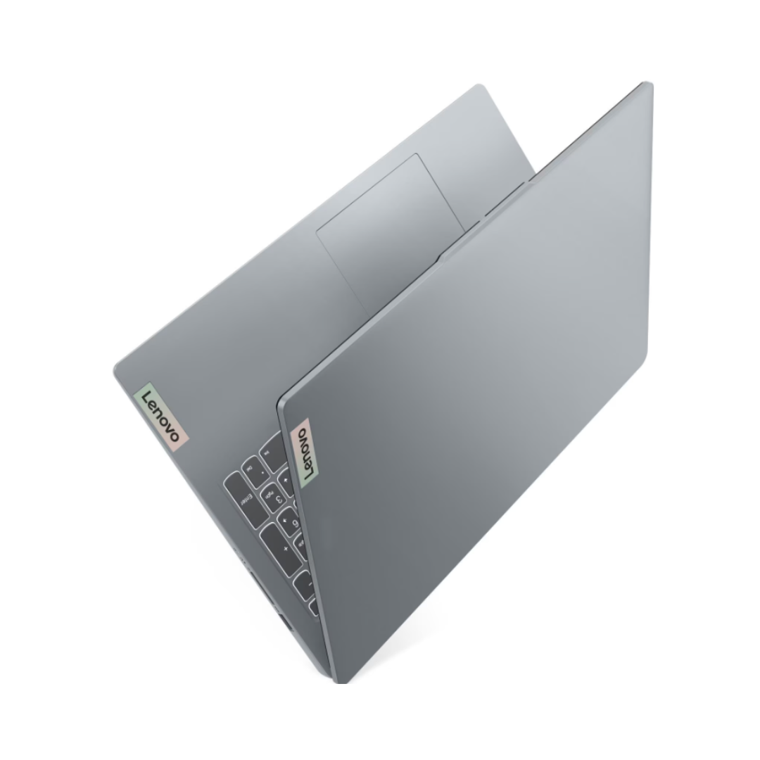 Gray Lenovo laptop on a white background
