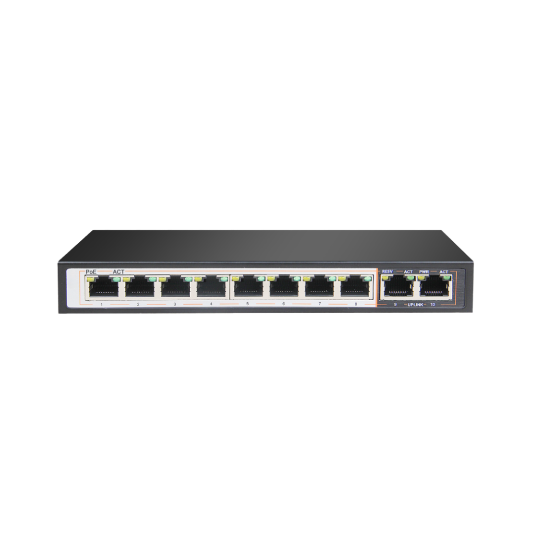 Network switch with multiple ports on a white background