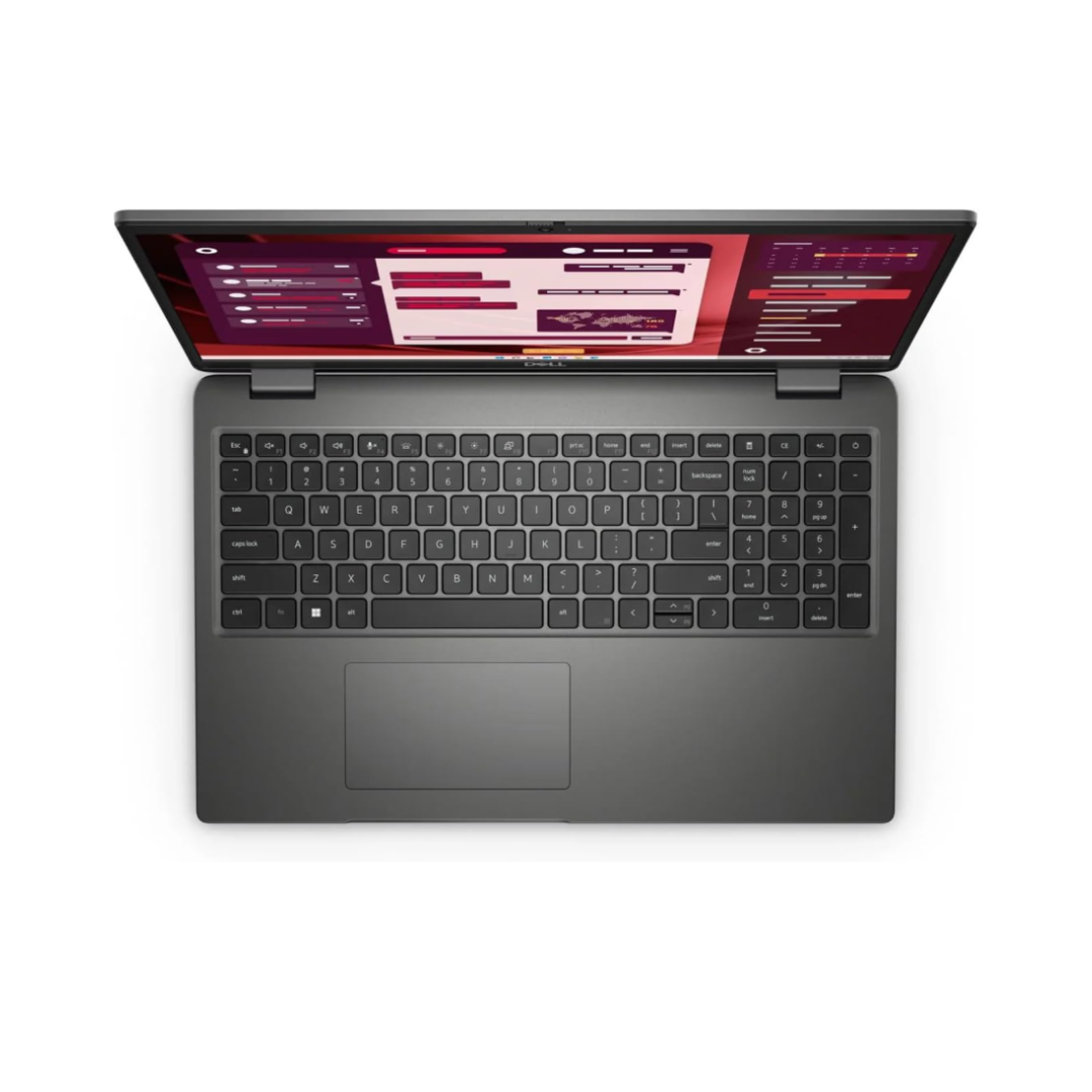 Laptop with open screen displaying a red interface on a white background