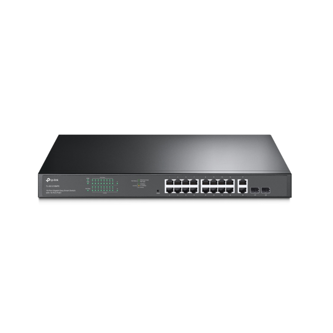 Network switch with multiple ports on a white background