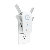 White Wi-Fi range extender with antennas on a white background
