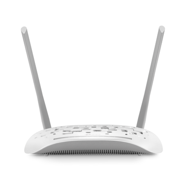 White router with two antennas on a white background