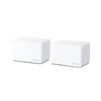 Two white electronic devices with 'Mercusys' branding on a white background