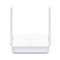 White wireless router with antennas on a white background