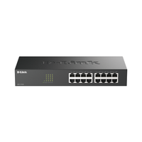 D-Link network switch with 16 ports on a white background