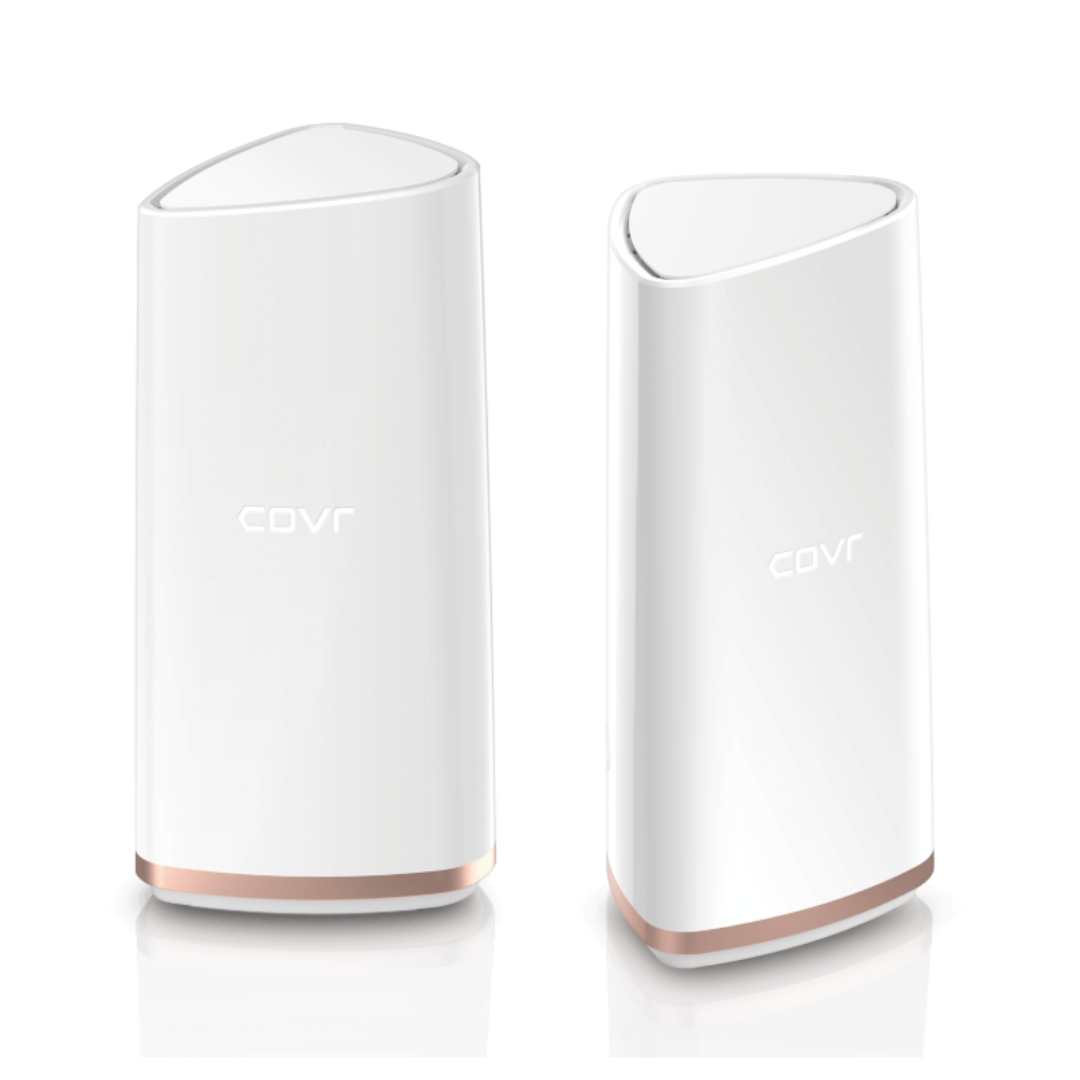 Two white cylindrical devices with rose gold accents on a white background, featuring the 'cavr' brand.
