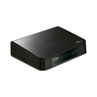 Black D-Link network switch on a white background