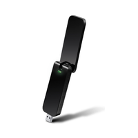 Black USB network adapter on a white background