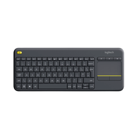 Logitech keyboard with trackpad on a white background