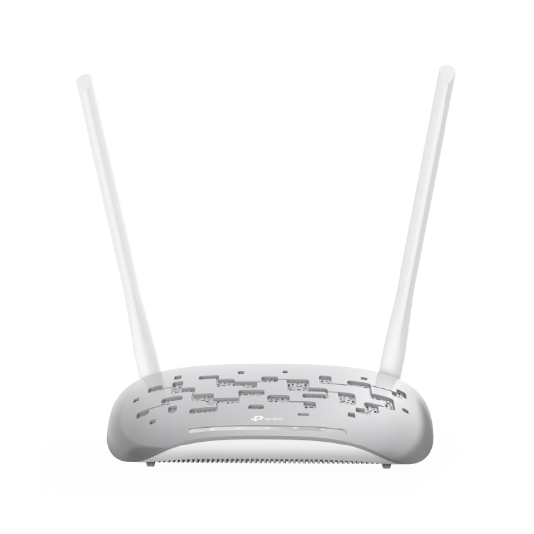 White router with antennas on a white background