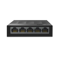 Network switch with five Ethernet ports on a white background