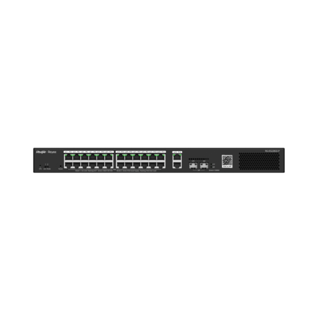 Network switch with multiple ports on a white background