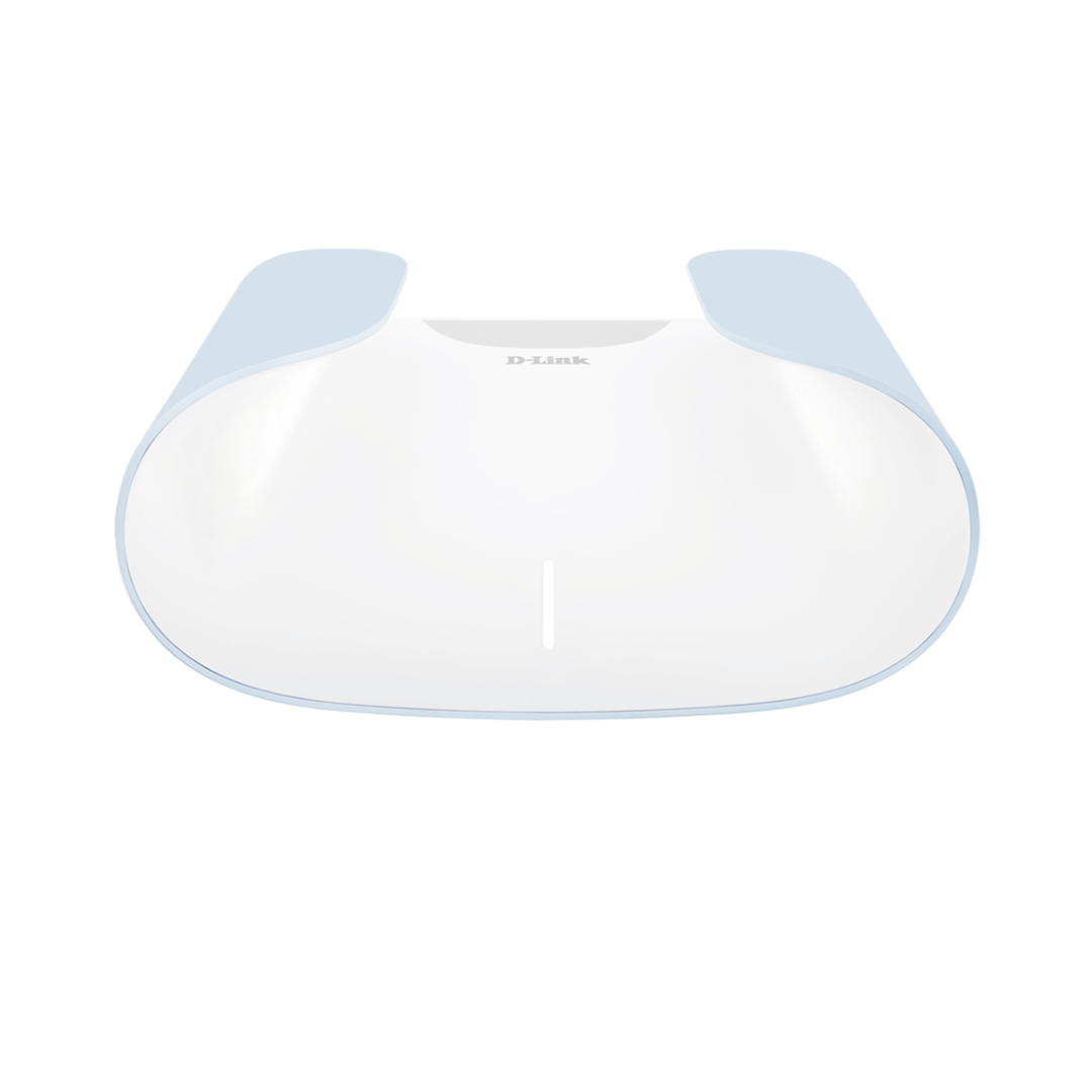 Ceiling light fixture with blue accents on a white background