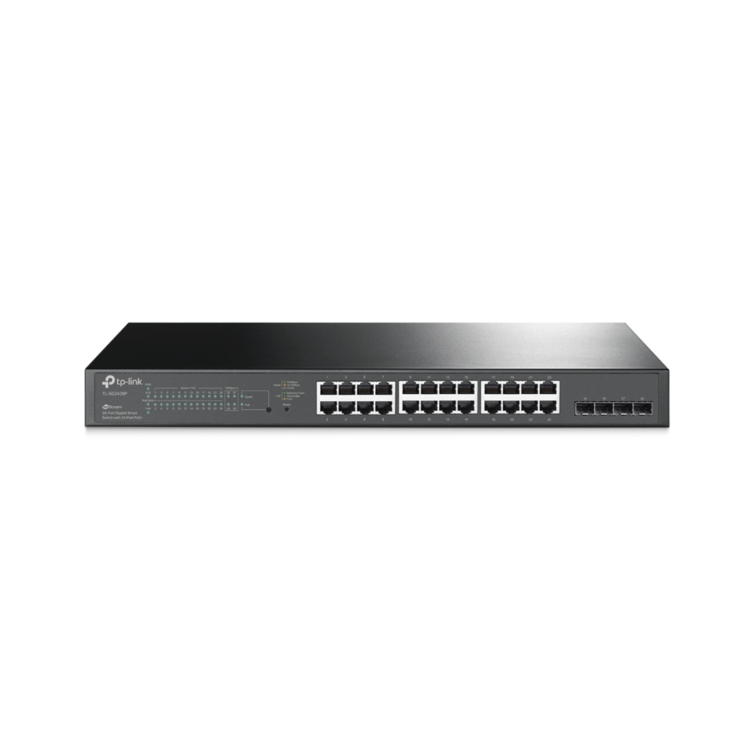 Network switch with multiple ports on a white background