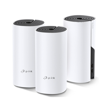 Three TP-Link wireless routers on a white background